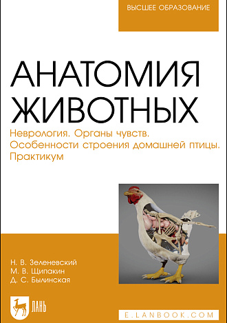 Анатомия животных. Неврология. Органы чувств. Особенности строения домашней птицы. Практикум, Зеленевский Н. В., Щипакин М. В., Былинская Д.С., Издательство Лань.